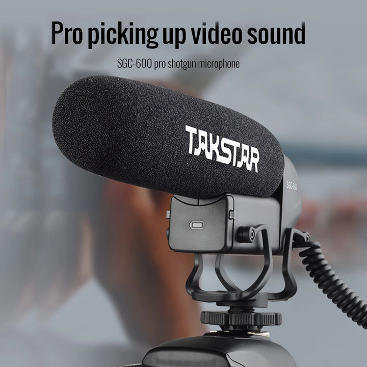 "Pro-Level On-Camera Super-Cardioid Interview Microphone with 3-Level Gain Control and Windscreen - Perfect for DSLR Cameras!"