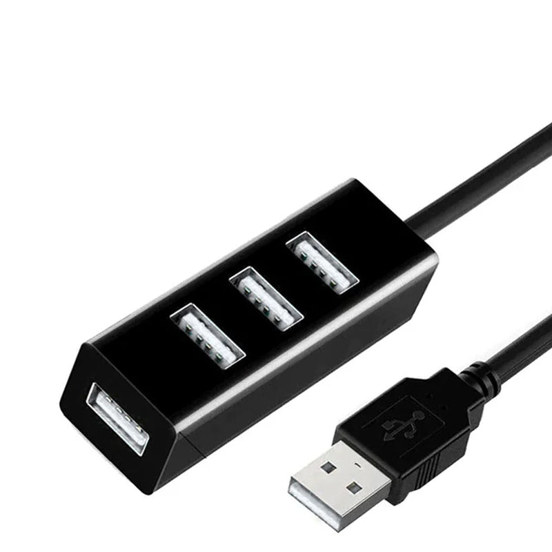 "High-Speed 4-Port USB 2.0 Hub Splitter with Power Adapter for PC Accessories"