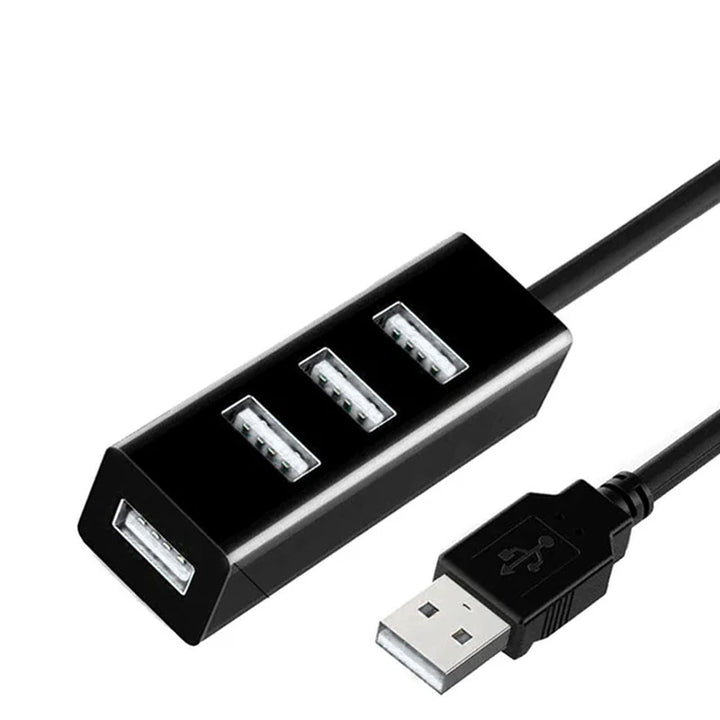 "High-Speed 4-Port USB 2.0 Hub Splitter with Power Adapter for PC Accessories"