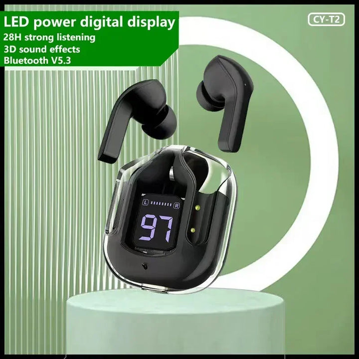 "Air 31: Transparent True Wireless Bluetooth Earbuds with LED Display - Perfect for Sports and Workouts!"