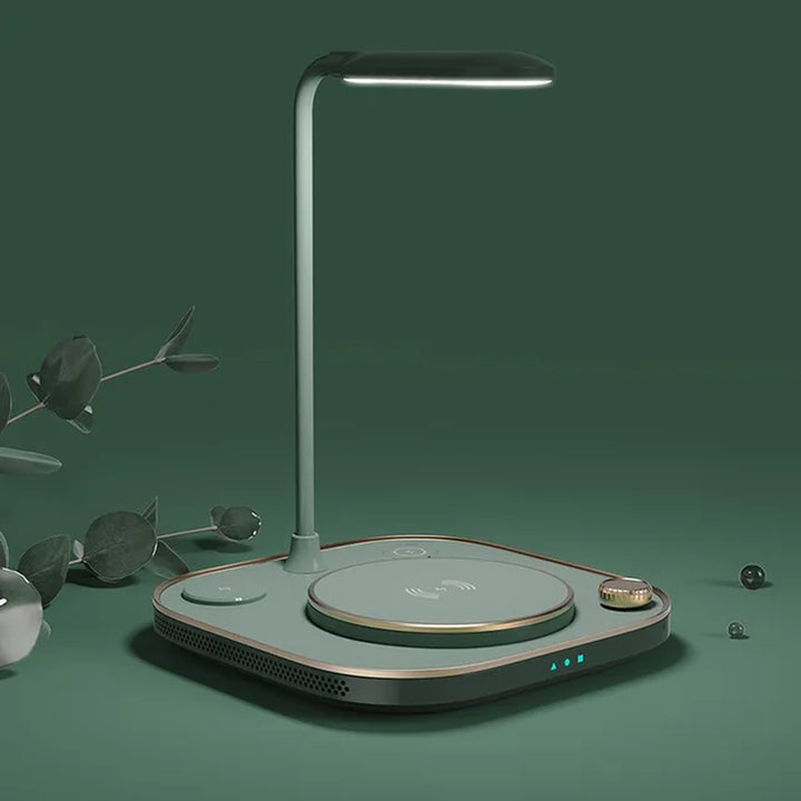 15W Fast 5 in 1 Wireless Charging for Iphone Watch Earphone Modern Led Office Desk Lamp Wireless Charger Lamp