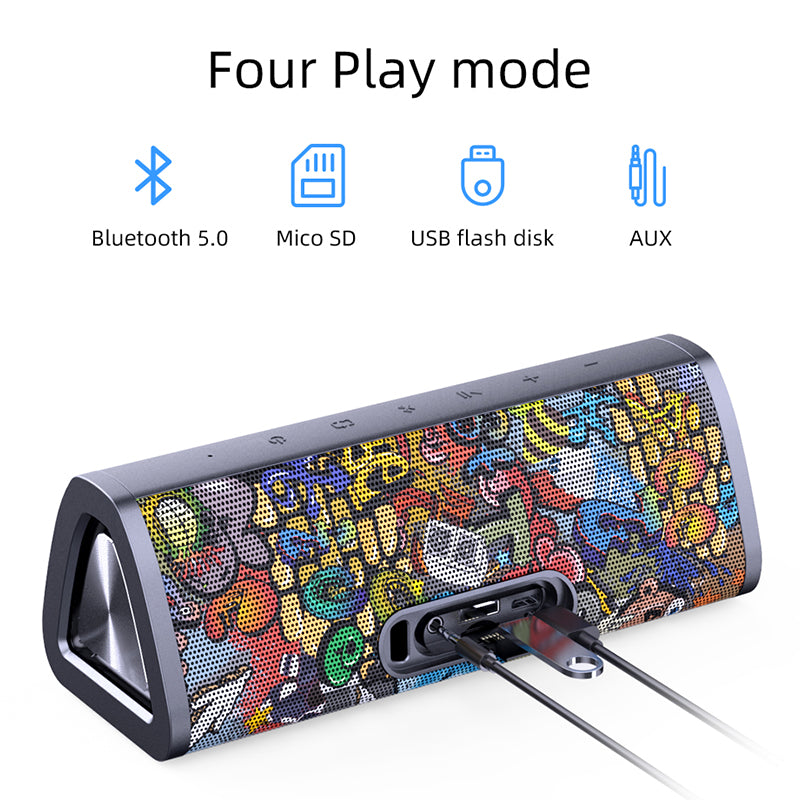 "Immerse Yourself with  A10+ Portable Bluetooth Speaker: 360° Stereo Sound, 20W Power, IPX7 Waterproof, Bluetooth 5.0, and 24-Hour Play Time!"