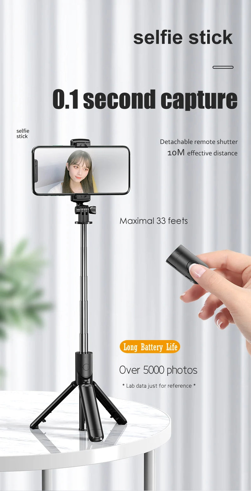 "Ultimate Selfie Stick: Hot Foldable Tripod with Detachable Remote Shutter for Smartphones"