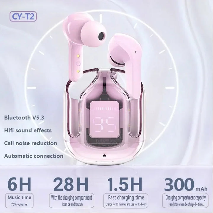 "Air 31: Transparent True Wireless Bluetooth Earbuds with LED Display - Perfect for Sports and Workouts!"