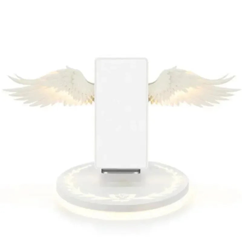 Angel Wings Wireless Charger – 10W Fast Charge with Movable Wings, LED Light, and Music Function