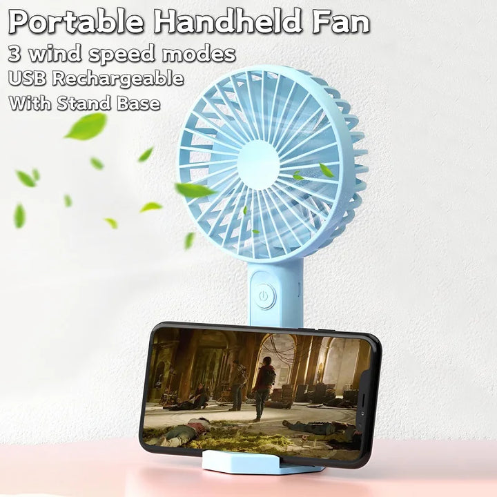 "Mini Portable USB Rechargeable Handheld Fan - Perfect for Office, Dorm, and On-the-Go!"