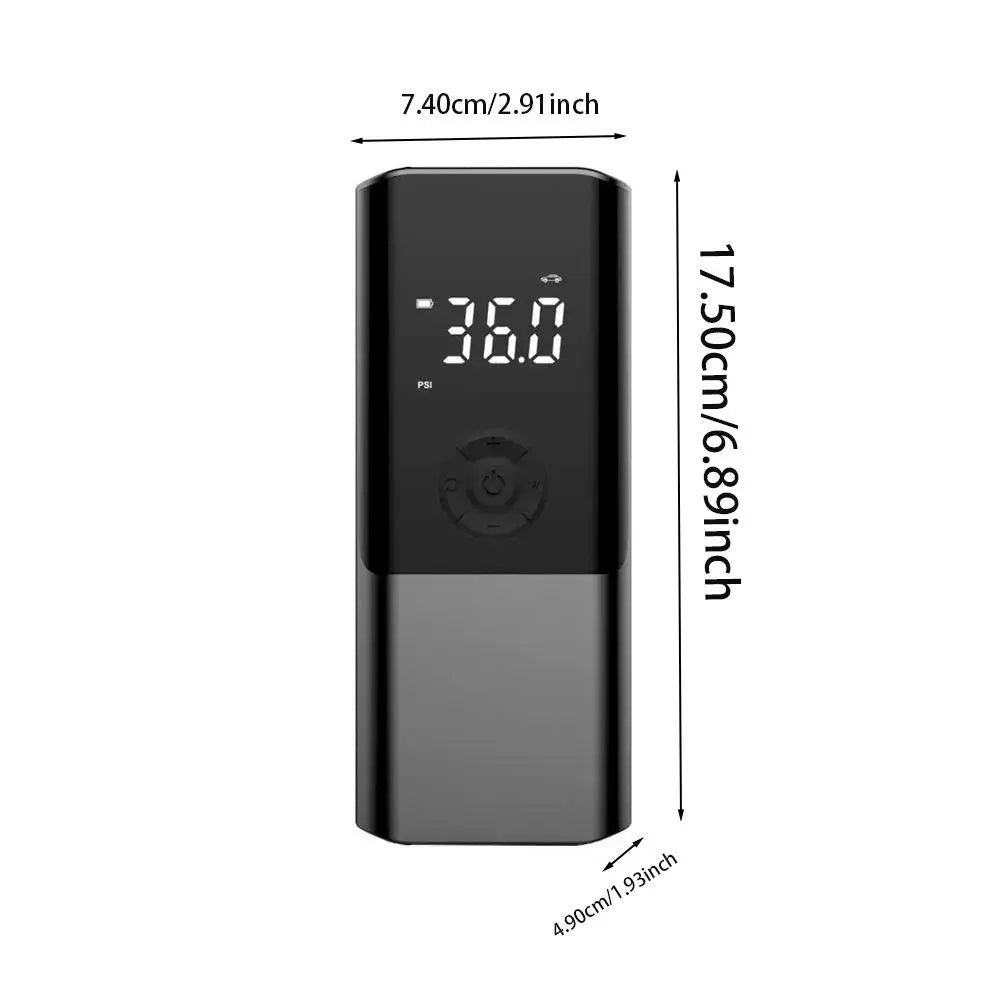 Professional title: ```Portable Handheld Electric Car Air Pump with Digital Display and Dual Purpose Large Capacity Tire Inflator```