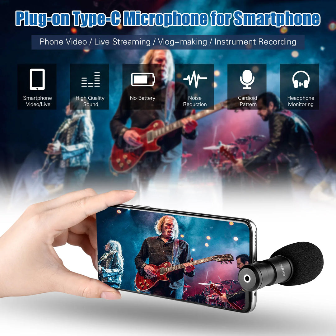  Enhance Your Video Recordings and Live Streaming Experience with the Professional Plug-On Type-C Smartphone Microphone -!"