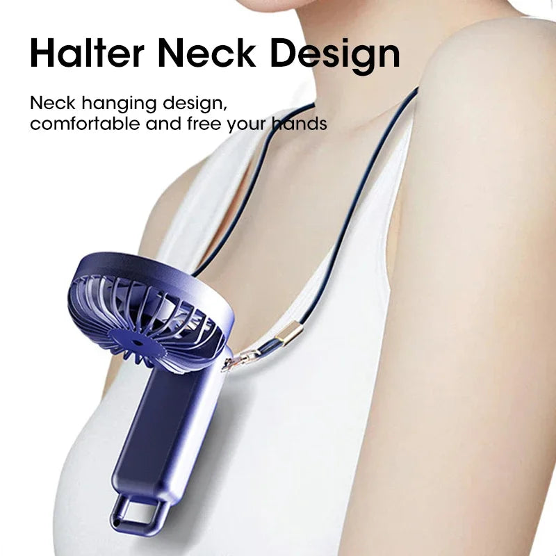 "Portable Rechargeable Neck Fan with Base - Stay Cool Anywhere! Free Shipping!"