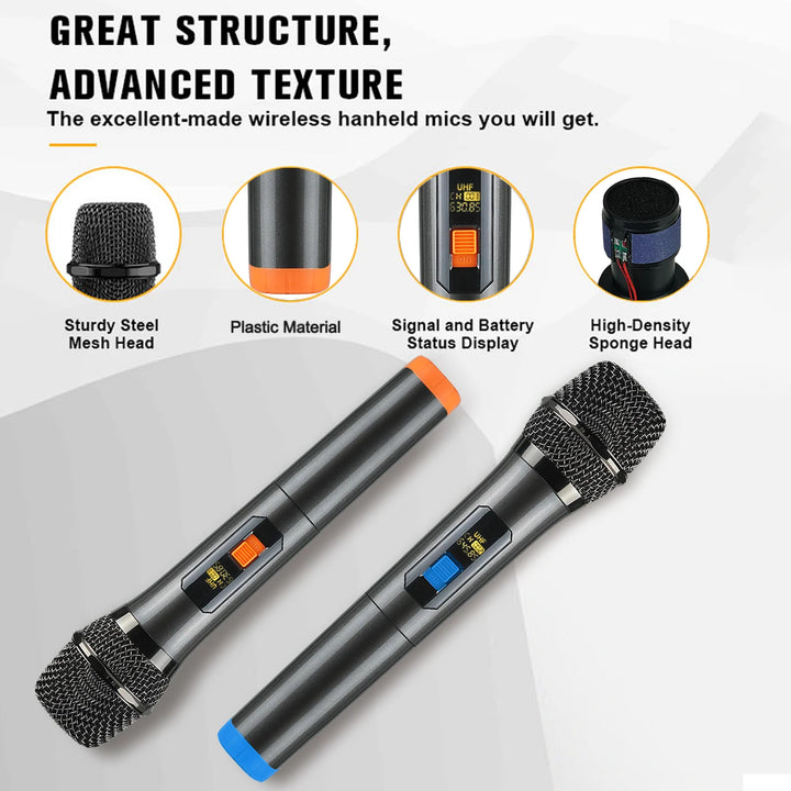"Professional Wireless Dual-Channel Handheld Microphone for Karaoke, Parties, and Events"