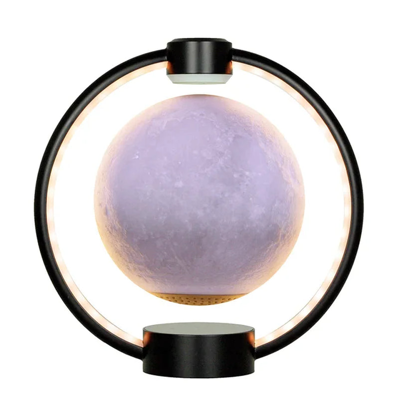 "Levitating Moon Light Bluetooth Speaker: 3D Stereo Sound, Magnetic Levitation, LED Globe, Rotating Lamp - Perfect for Home Decor and Bedside Ambiance!"