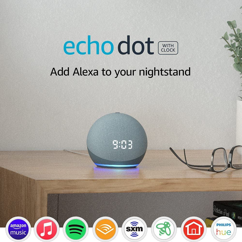 "Enhanced Echo Dot (4th Gen) with Clock and Alexa in Glacier White - Your Ultimate Smart Speaker!"