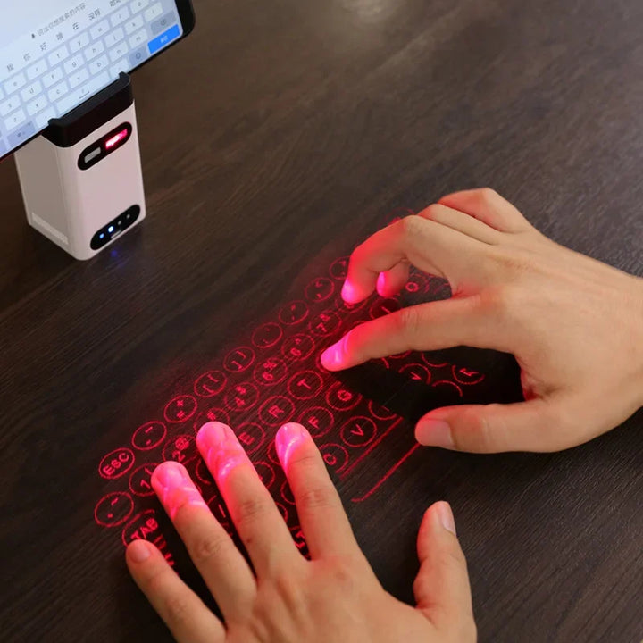 Wireless Virtual Laser Keyboard with Bluetooth Connectivity for Computer, Smartphone, and Laptop - Includes Mouse Function