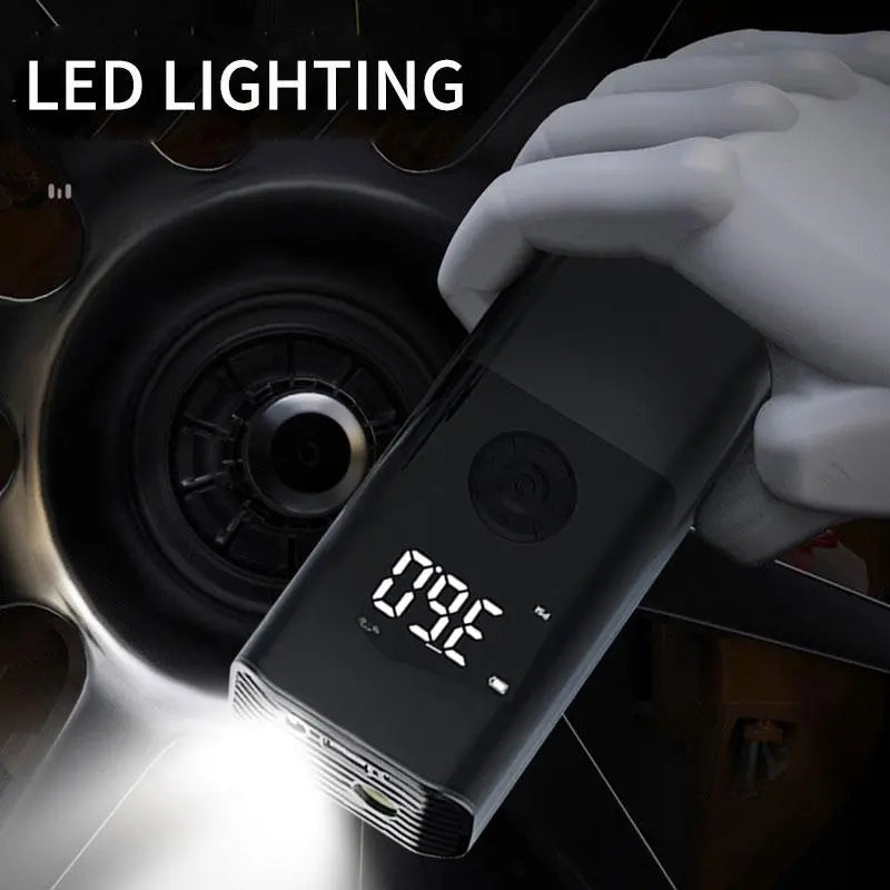 Professional title: ```Portable Handheld Electric Car Air Pump with Digital Display and Dual Purpose Large Capacity Tire Inflator```