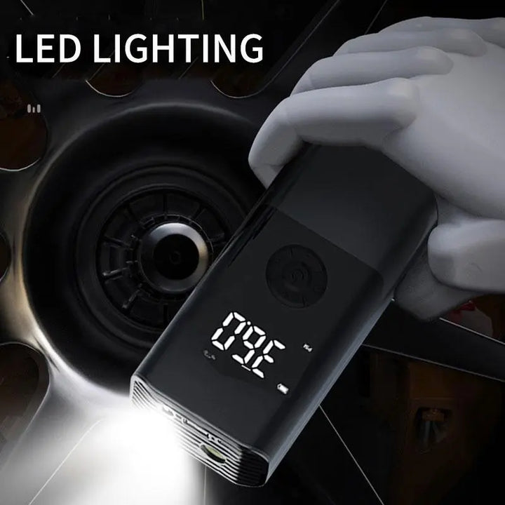 Professional title: ```Portable Handheld Electric Car Air Pump with Digital Display and Dual Purpose Large Capacity Tire Inflator```