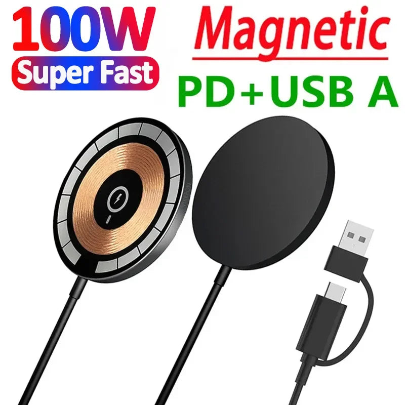"Ultimate 100W Magnetic Wireless Charger Pad for iPhone, Airpods & More - Fast Charging Station with Macsafe PD Technology"