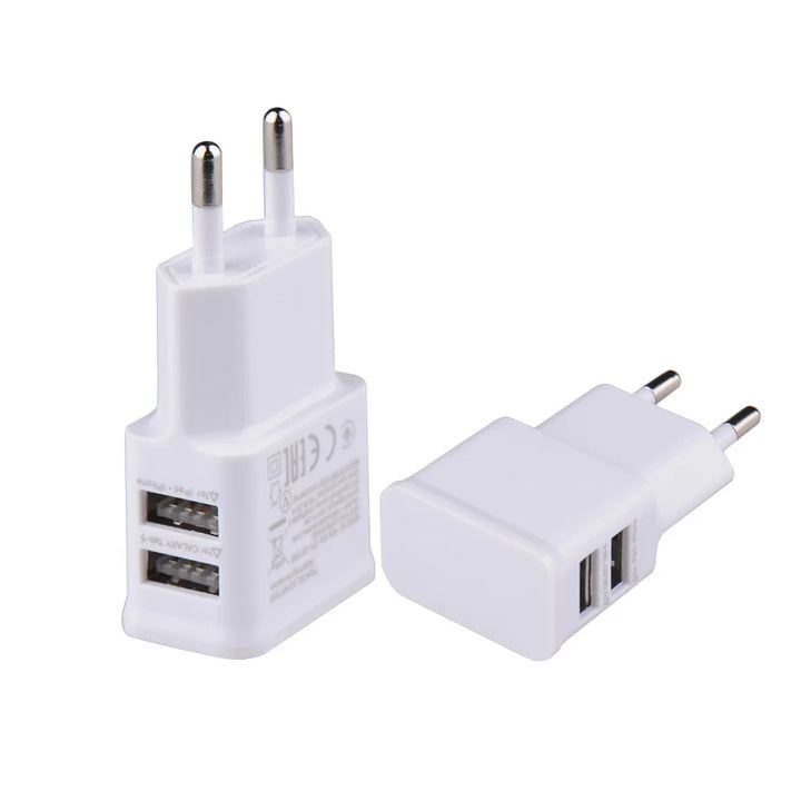 "Travel Smart Dual USB Power Adapter - Fast Charging for Your Smartphone on the Go!"