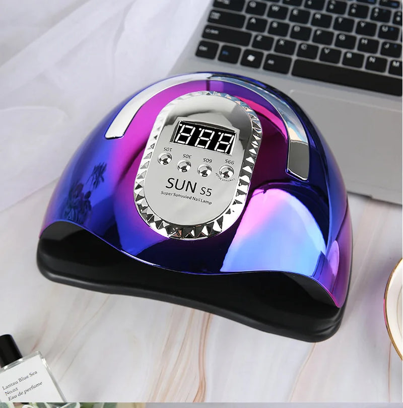 "Sun S5 MAX UV LED Nail Lamp: Smart Gel Polish Drying Machine with Large LCD Touch"