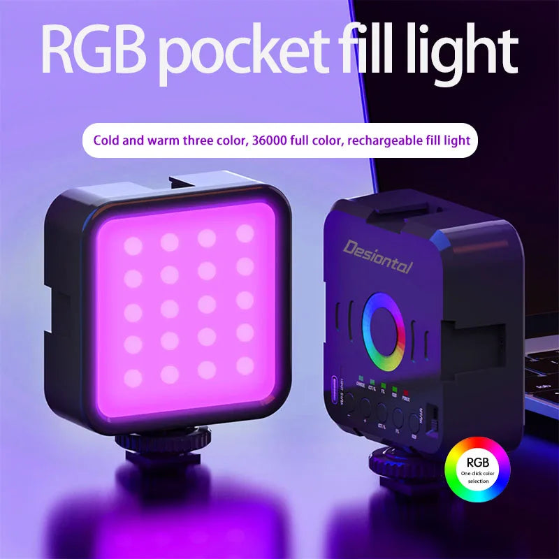 "Pocket-sized RGB Beauty Light: Portable LED Fill Light for Live Photography and Mobile Camera - Create Stunning Atmosphere Anywhere!"