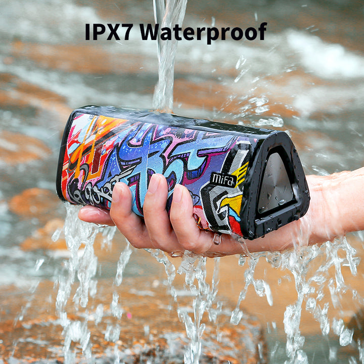 "Immerse Yourself with  A10+ Portable Bluetooth Speaker: 360° Stereo Sound, 20W Power, IPX7 Waterproof, Bluetooth 5.0, and 24-Hour Play Time!"