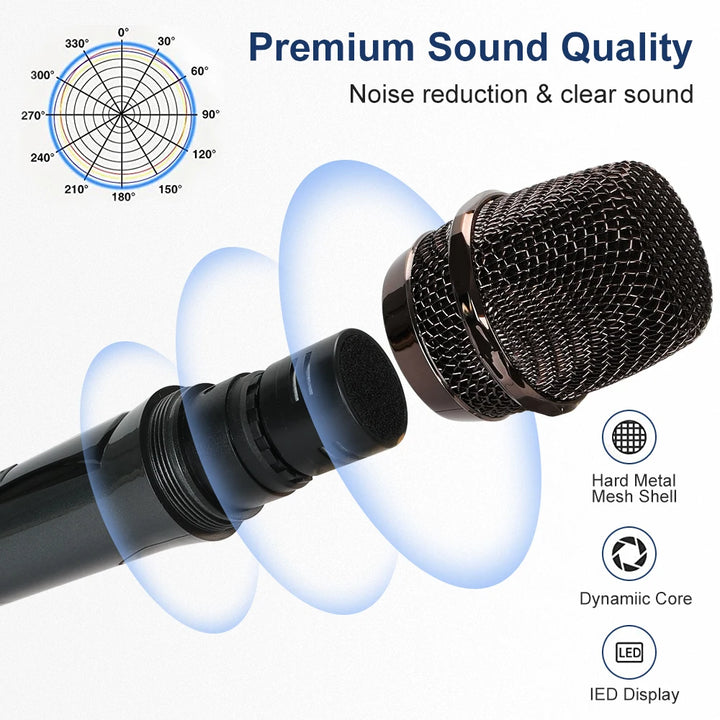 "Professional Dual-Channel Wireless Microphone for Karaoke, Church, and Events"