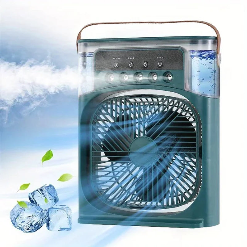 "Hydrocooling Mini Air Conditioner Fan with 3 Speeds and Humidifier"
