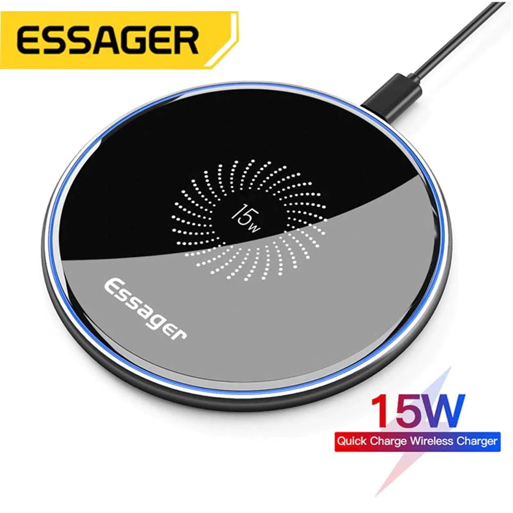 " 15W Fast Wireless Charger: Compatible with iPhone 14/13/12, Airpods, Samsung S22/S10, Xiaomi, LG - Visible Qi Wireless Charging Pad"