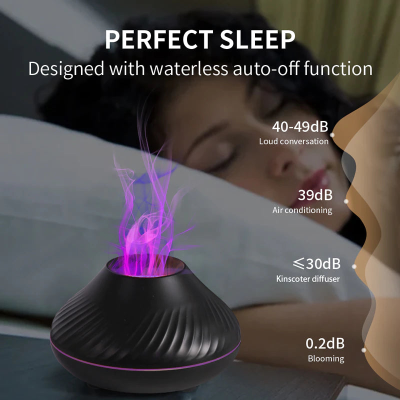 "Volcanic Aroma Diffuser: USB Portable Air Humidifier with Color Flame Night Light"