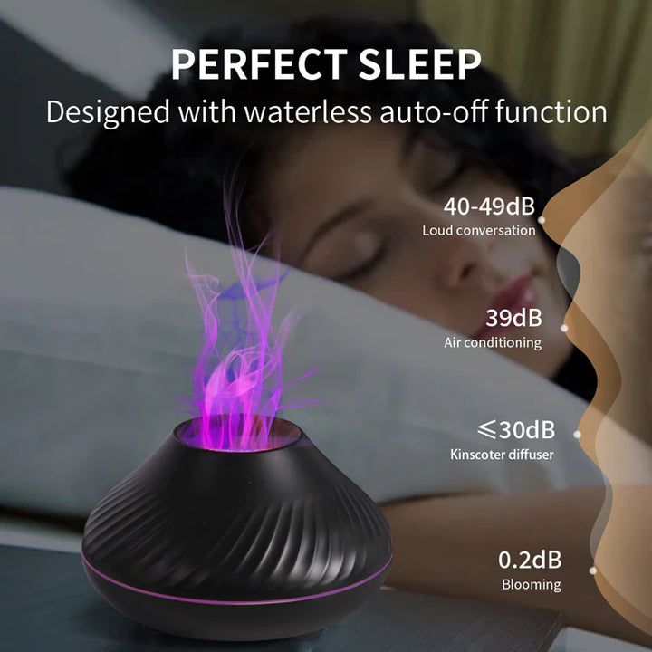 "Volcanic Aroma Diffuser: USB Portable Air Humidifier with Color Flame Night Light"