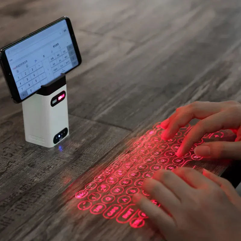 Wireless Virtual Laser Keyboard with Bluetooth Connectivity for Computer, Smartphone, and Laptop - Includes Mouse Function