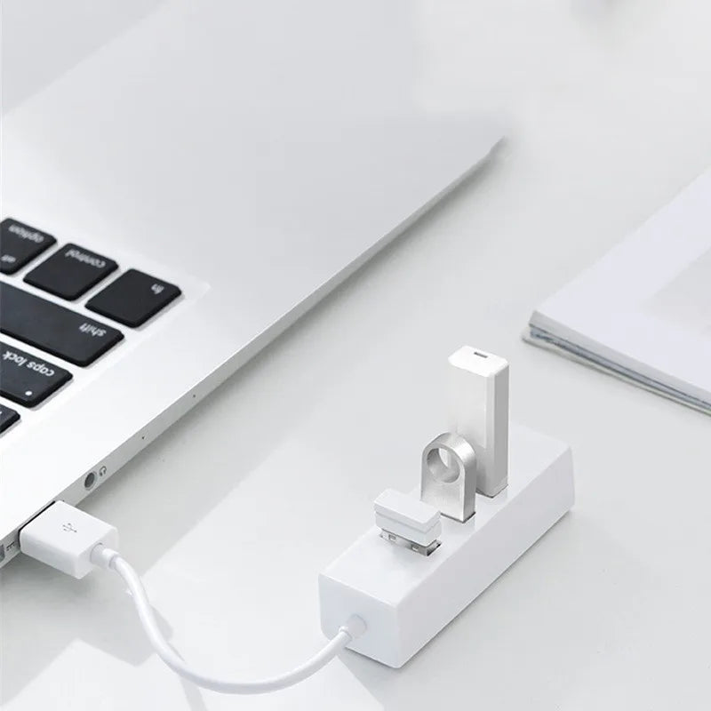 "High-Speed 4-Port USB 2.0 Hub Splitter with Power Adapter for PC Accessories"