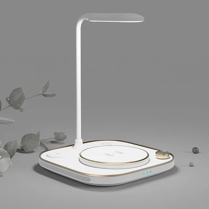 15W Fast 5 in 1 Wireless Charging for Iphone Watch Earphone Modern Led Office Desk Lamp Wireless Charger Lamp
