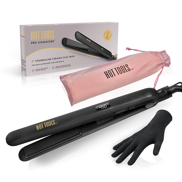 Sleek & Smooth Hair with  Pro Signature Ceramic + Tourmaline Flat Iron - 1 Inch Plates