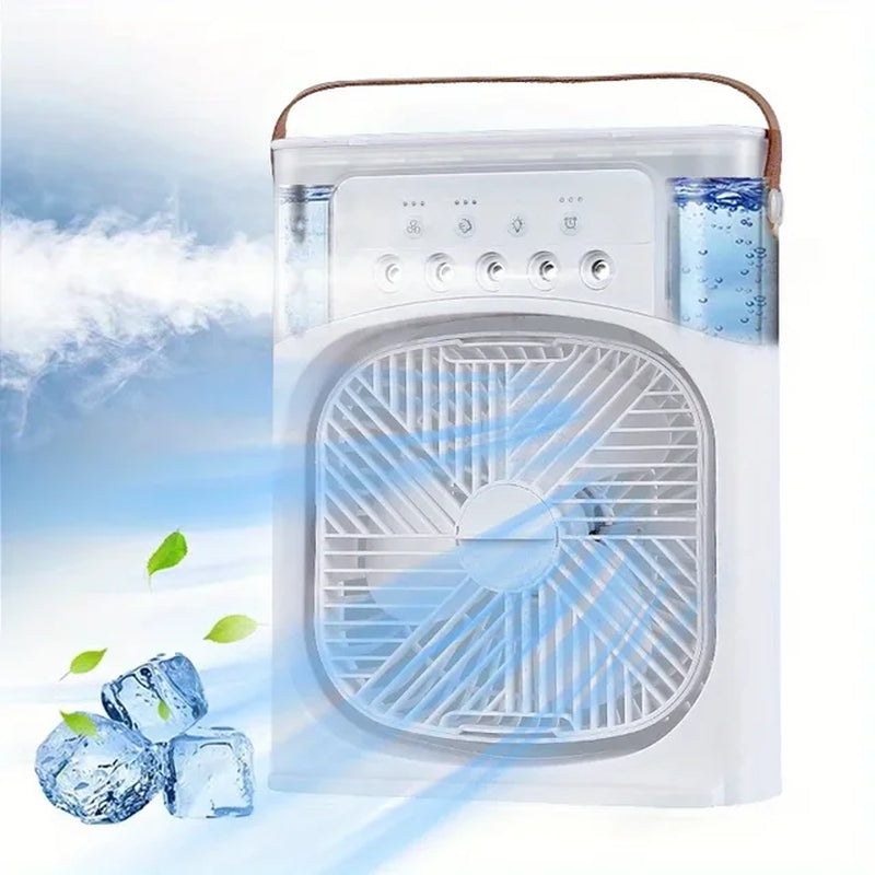 "Hydrocooling Mini Air Conditioner Fan with 3 Speeds and Humidifier"