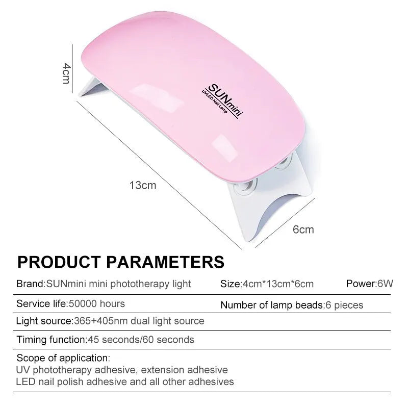 Portable 6W Mini UV Nail Dryer - Quick Drying Manicure Lamp