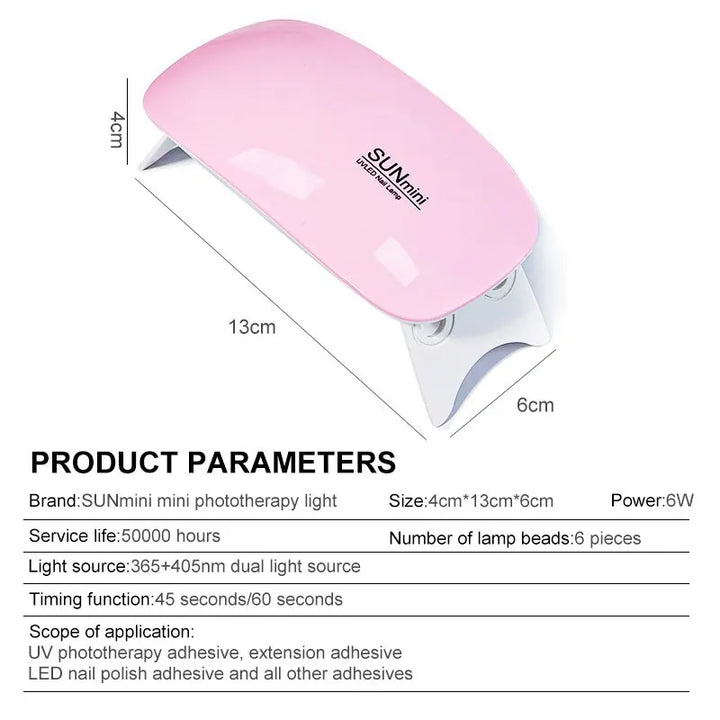 Portable 6W Mini UV Nail Dryer - Quick Drying Manicure Lamp