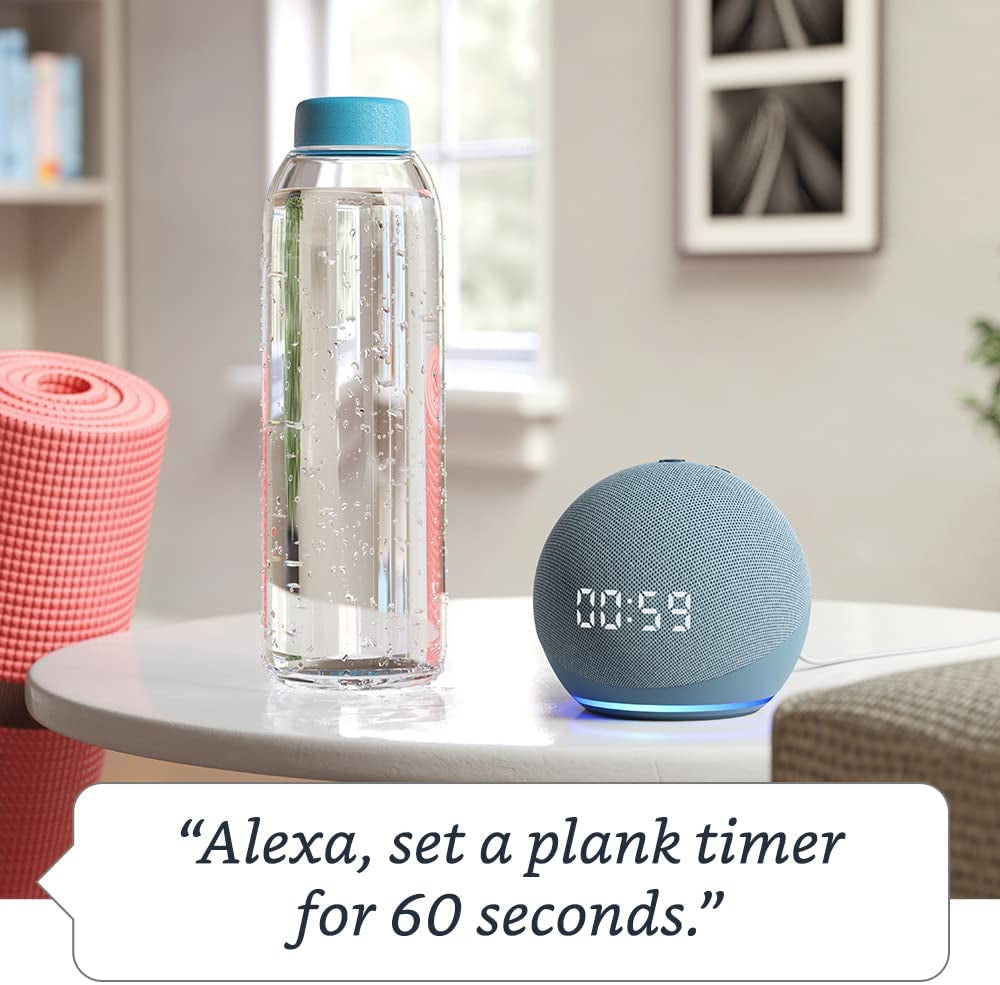 "Enhanced Echo Dot (4th Gen) with Clock and Alexa in Glacier White - Your Ultimate Smart Speaker!"