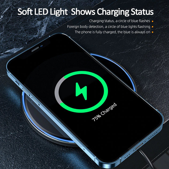 " 15W Fast Wireless Charger: Compatible with iPhone 14/13/12, Airpods, Samsung S22/S10, Xiaomi, LG - Visible Qi Wireless Charging Pad"