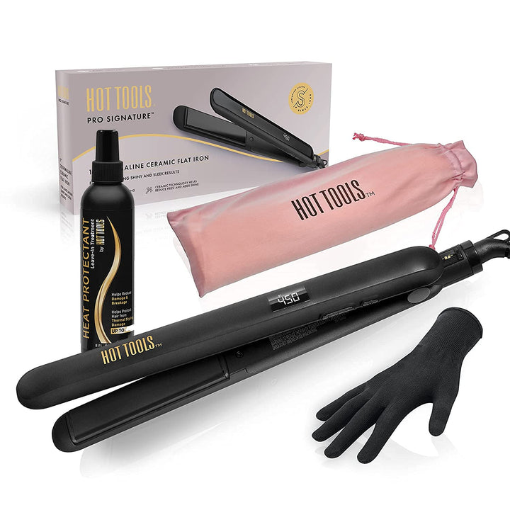 Sleek & Smooth Hair with  Pro Signature Ceramic + Tourmaline Flat Iron - 1 Inch Plates