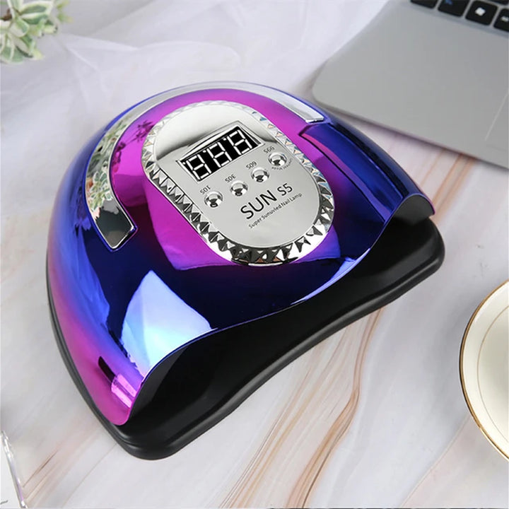 "Sun S5 MAX UV LED Nail Lamp: Smart Gel Polish Drying Machine with Large LCD Touch"