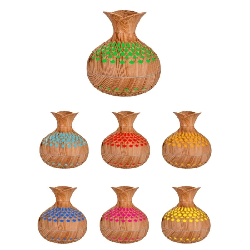 "USB Wood Grain Aroma Diffuser & Humidifier - Hydrate Your Space in Style!"