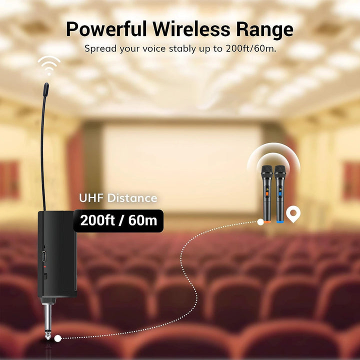 "Professional Wireless Dual-Channel Handheld Microphone for Karaoke, Parties, and Events"
