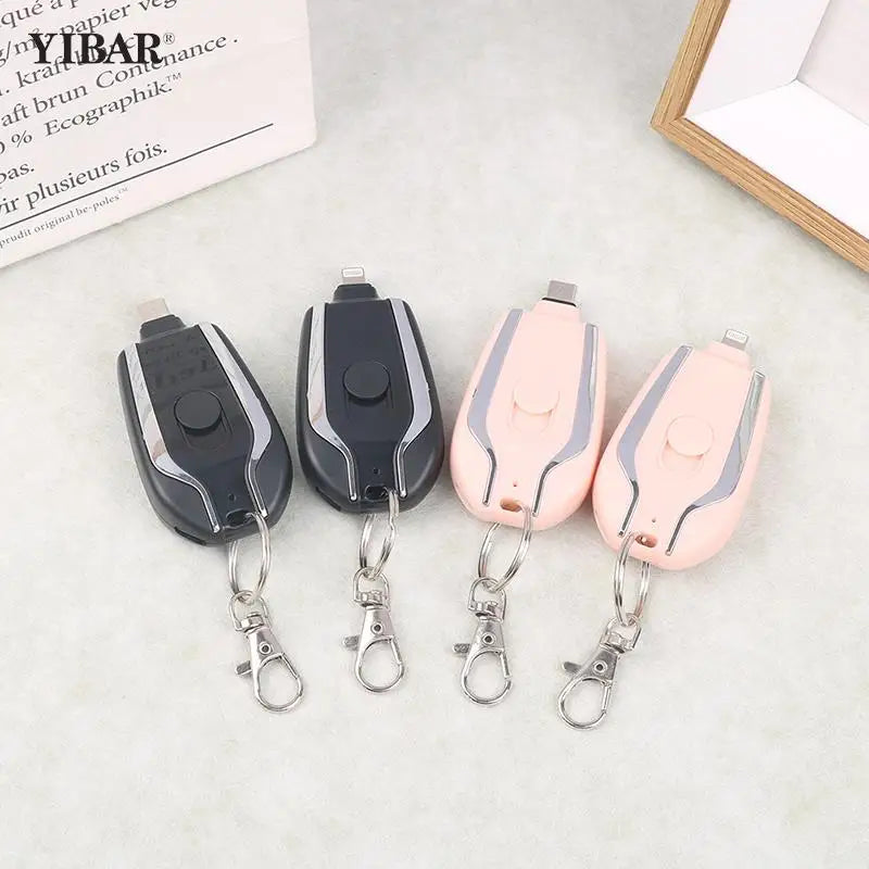 "Power up with this Mini Portable Power Bank Keychain for Android TYPE-C - Emergency Power on the Go!"