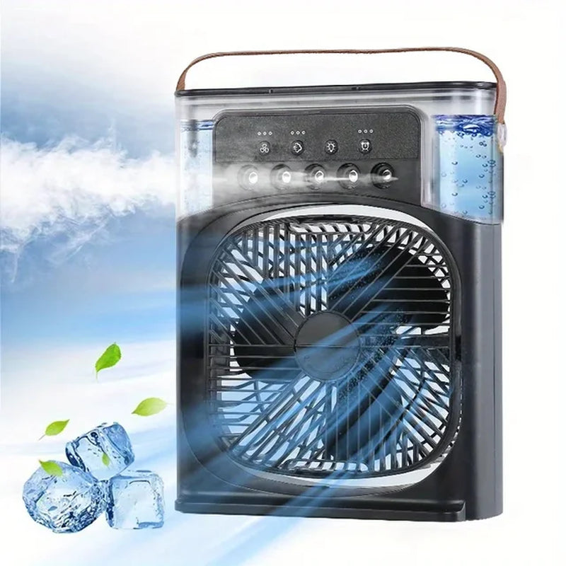"Hydrocooling Mini Air Conditioner Fan with 3 Speeds and Humidifier"
