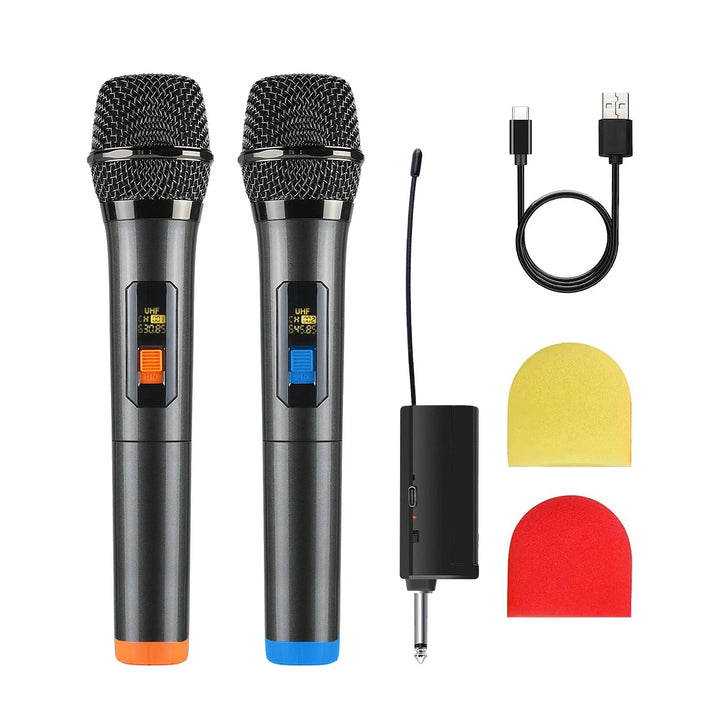 "Professional Wireless Dual-Channel Handheld Microphone for Karaoke, Parties, and Events"