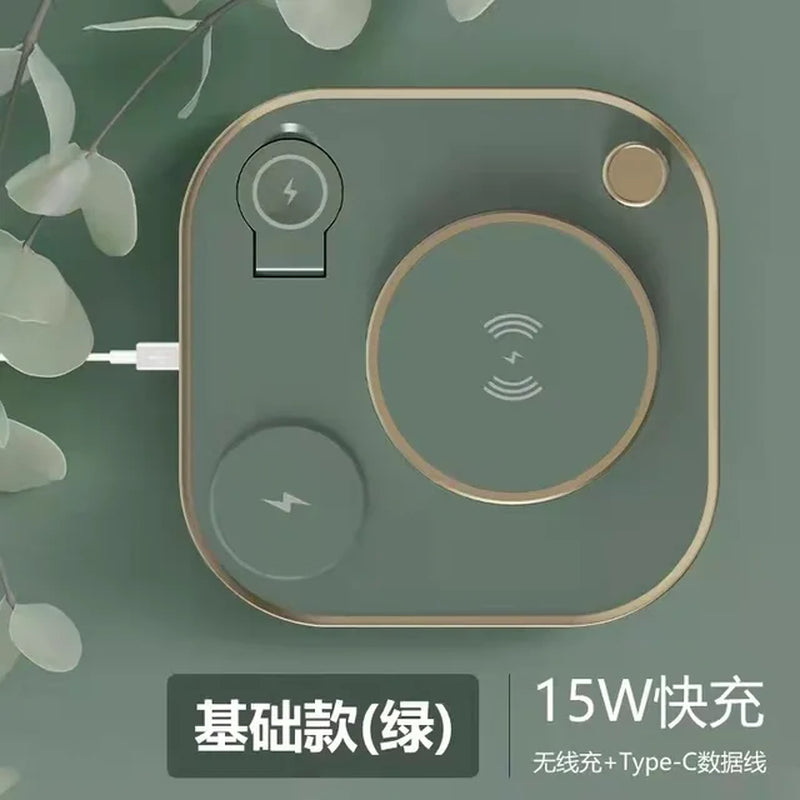 15W Fast 5 in 1 Wireless Charging for Iphone Watch Earphone Modern Led Office Desk Lamp Wireless Charger Lamp