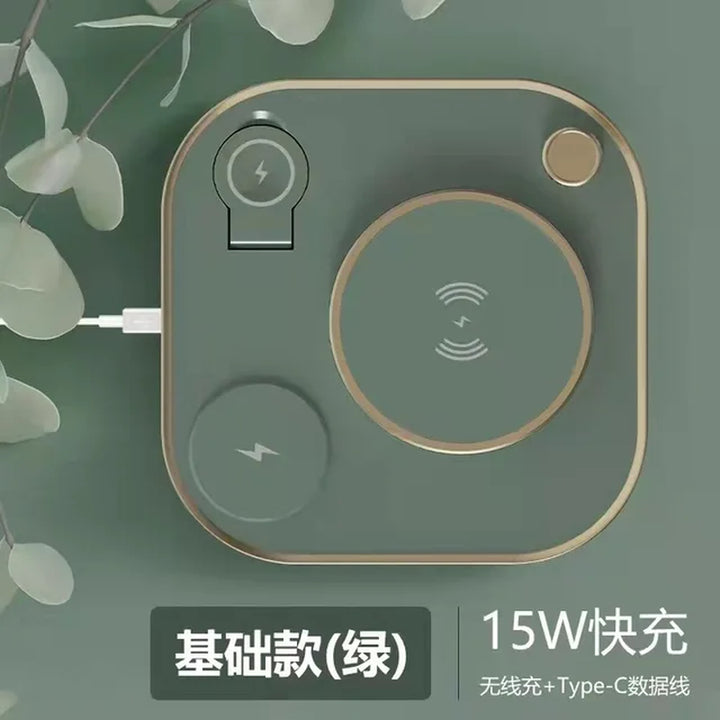 15W Fast 5 in 1 Wireless Charging for Iphone Watch Earphone Modern Led Office Desk Lamp Wireless Charger Lamp