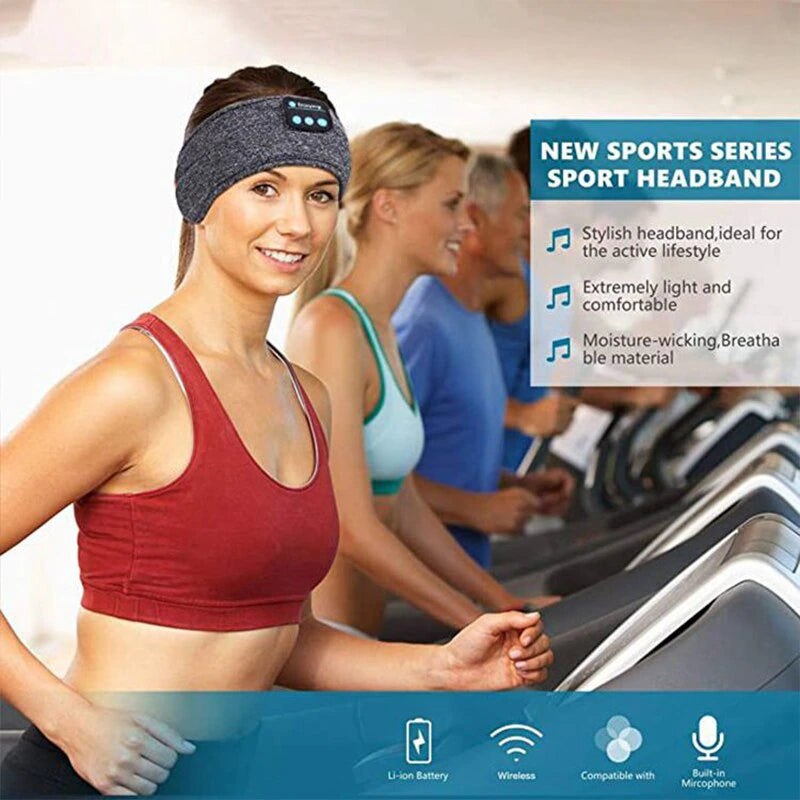 "Wireless Bluetooth Sports Headband with Earphones and Eye Mask"