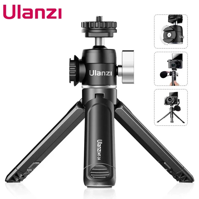 "Ultimate Vlogging Companion:  U-Vlog Lite Mini Tripod - 360° Ball Head, Cold Shoe, Selfie Stick - Perfect for Cameras, iPhones, Androids, and DSLRs!"