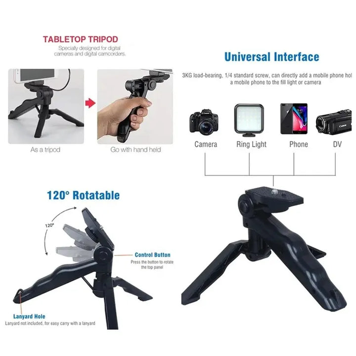 "Ultimate Vlogging Essentials Kit: Smartphone Tripod, Mini Microphone, LED Fill Light - Perfect for Tiktok, Live Streaming, and YouTube Videos!"